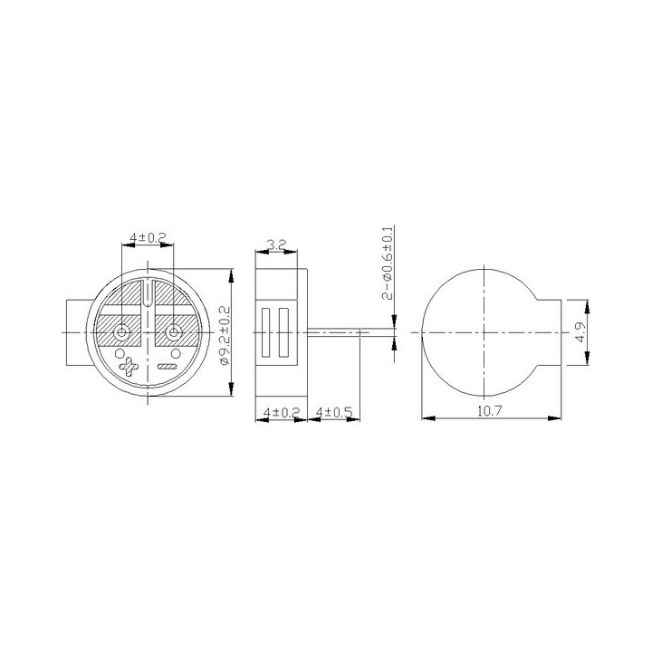 Dimensions du buzzer