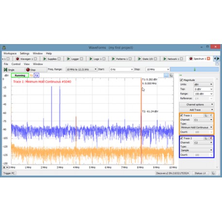 Exemple 7 d'utilisation de WaveForms Exemple 7 d'utilisation de WaveForms