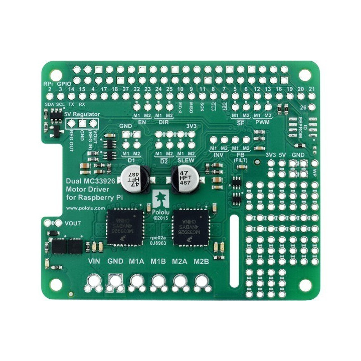 Vue de dessus du shield Dual MC33926 Motor Driver