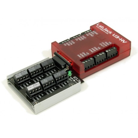 Le boitier Labjack U3-HV et son extension optionnelle CB15 (non livrée) Le boitier Labjack U3-HV et son extension optionnelle CB15 (non livrée)