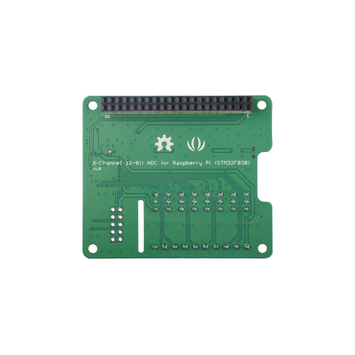 Vue du dessous du shield ADC 8 canaux pour Raspberry