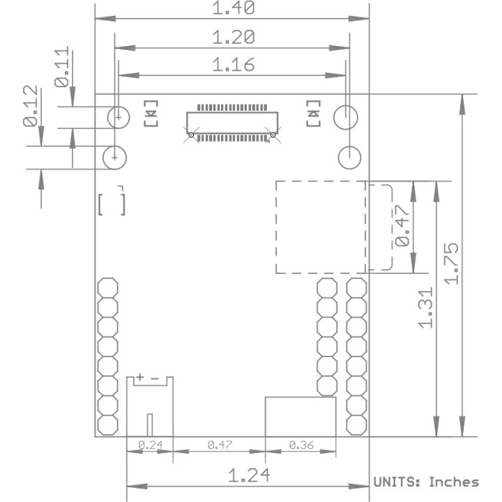 Dimensions de l' OpenMV Cam H7 Plus