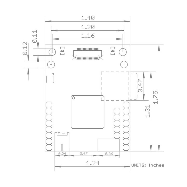 Dimensions de l'OpenMV Cam M7