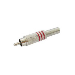 Connecteur RCA mâle nickelé bague rouge  - 1