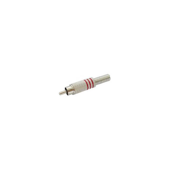 Connecteur RCA mâle nickelé bague rouge  - 1