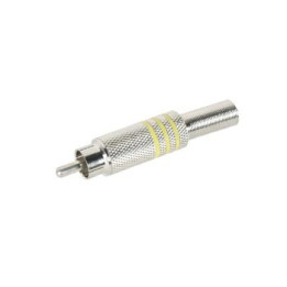 Connecteur RCA mâle nickelé bague jaune  - 1