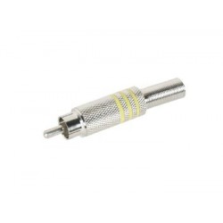 Connecteur RCA mâle nickelé bague jaune - 1