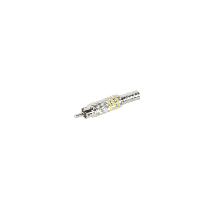 Connecteur RCA mâle nickelé bague jaune  - 1