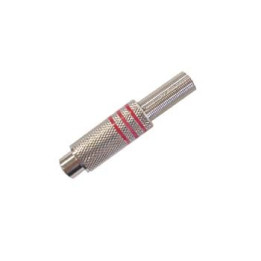 Connecteur RCA femelle nickelé bague rouge  - 1