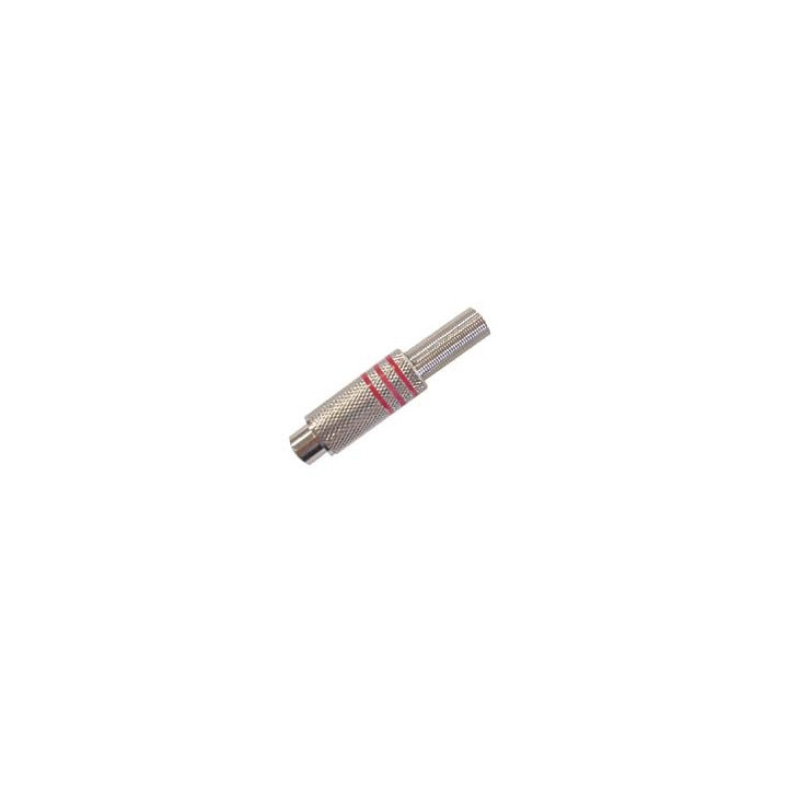 Connecteur RCA femelle nickelé bague rouge  - 1