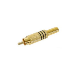 Connecteur RCA mâle doré bague noir  - 1