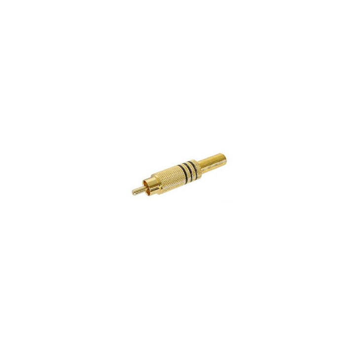 Connecteur RCA mâle doré bague noir  - 1