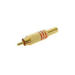 Connecteur RCA mâle doré bague rouge  - 1