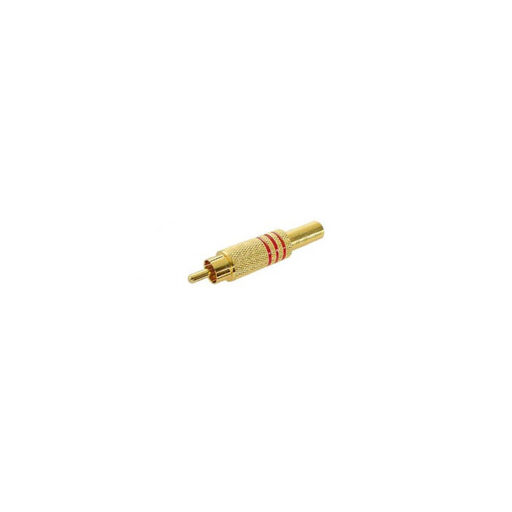 Connecteur RCA mâle doré bague rouge  - 1