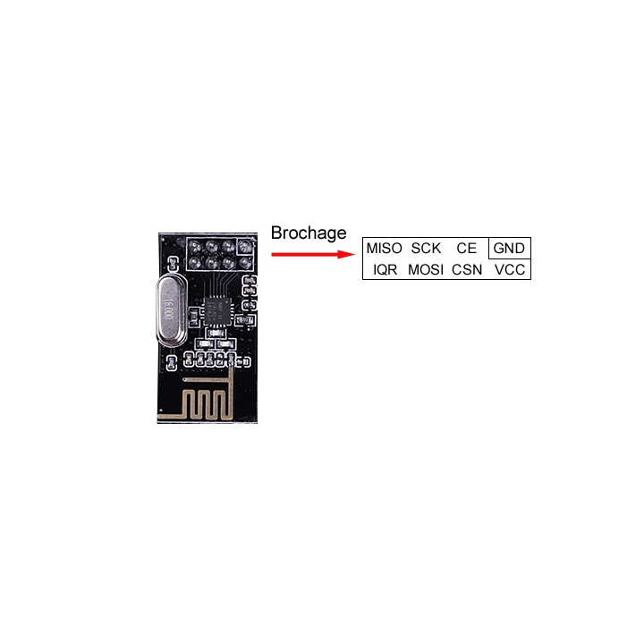 Module transceiver sans fil nRF24L01 2.4 GHz  - 2