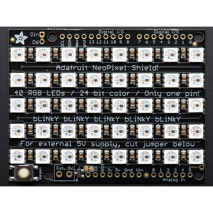 Vue de la face avant du shield matrice à leds