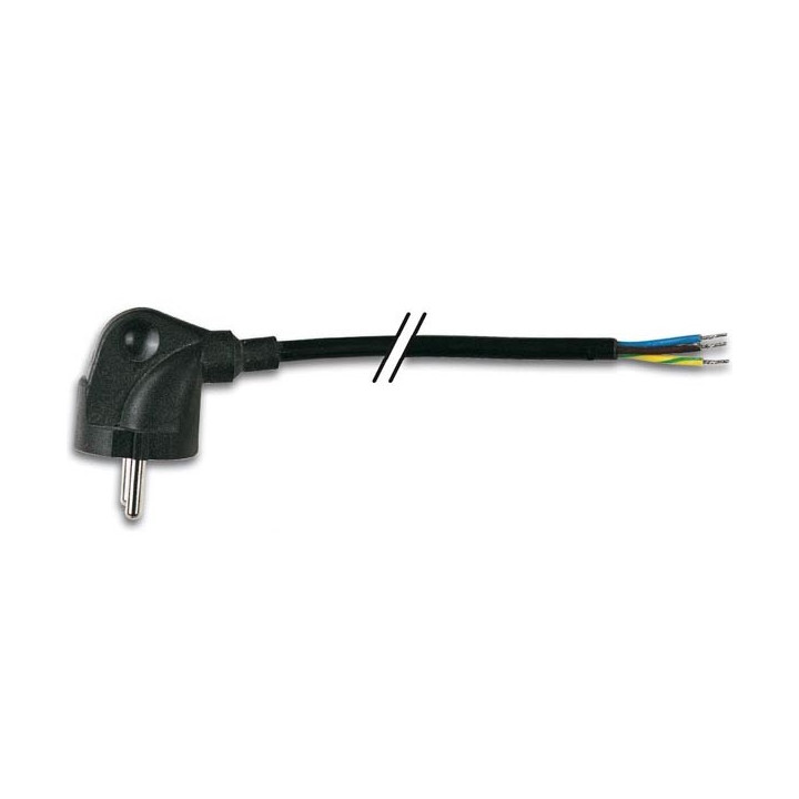 Câble fiche shucko mâle coudé avec terre  - 1