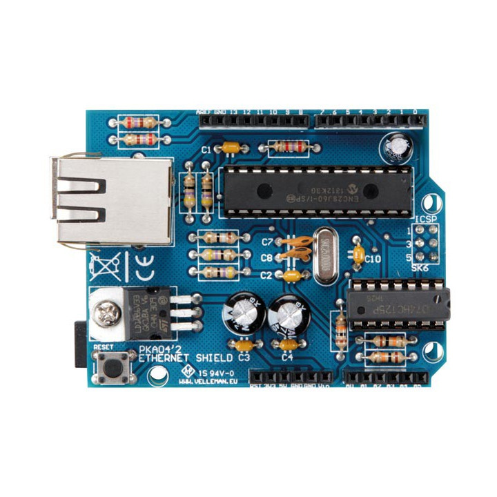 Ethernet shield (en kit) pour Arduino® en vue de dessus