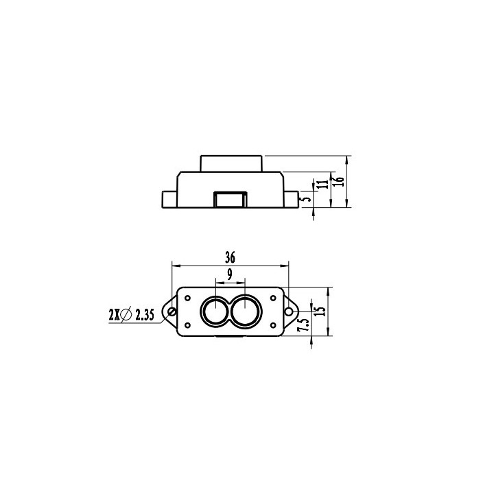 Dimensions du capteur de distance Grove LiDAR TFmini