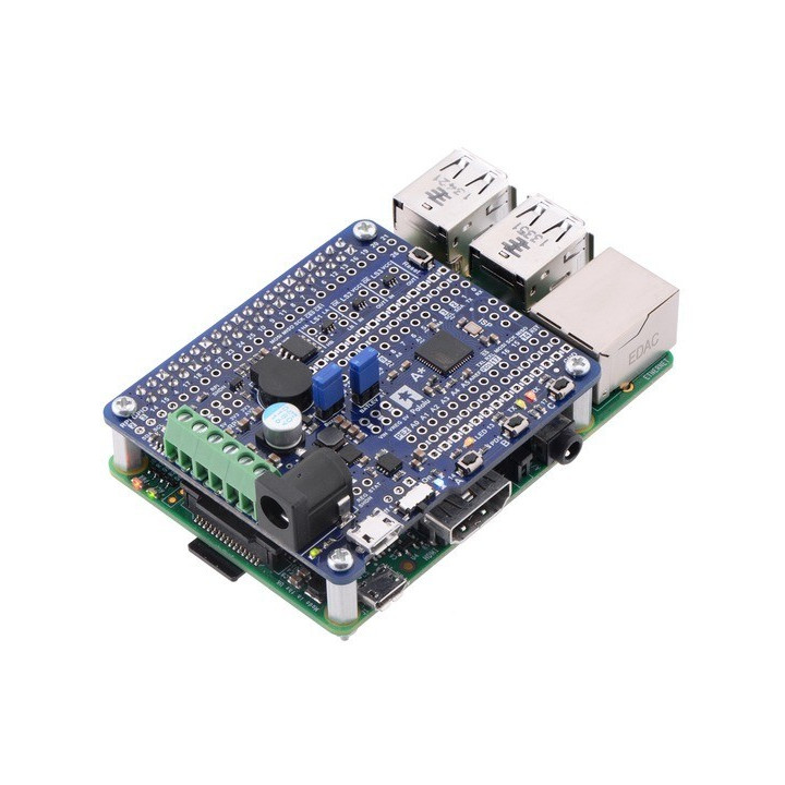 Platine A-Star 32U4 Robot Controller LV + Rasperry (vue de côté)