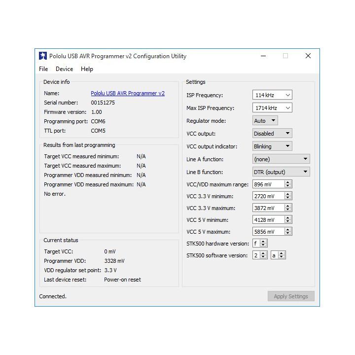 Logiciel de programmation pour programmateur Pololu USB AVR v2.1