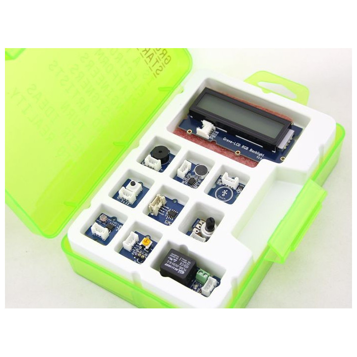 La boite de rangement ouverte du Starter kit Grove Plus V3 110060024 (avec R.I.P)