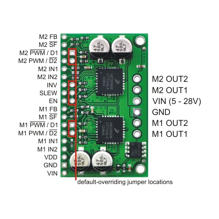 Brochage du module driver moteur Pololu Dual MC33926 Motor Driver Carrier 1213