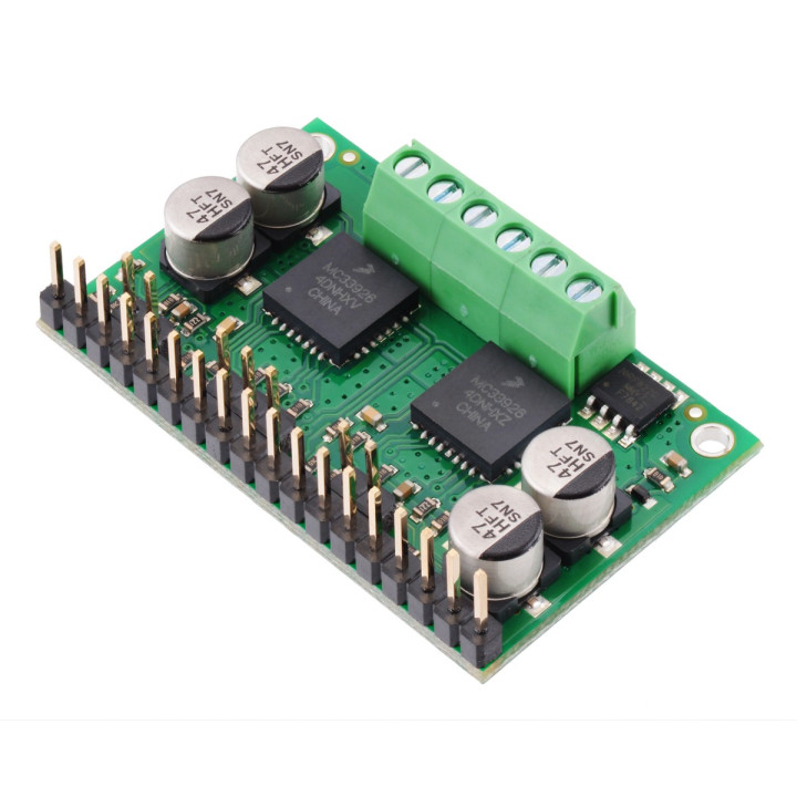 Le module Pololu Dual MC33926 Motor Driver Carrier 1213 avec ses connecteurs soudés
