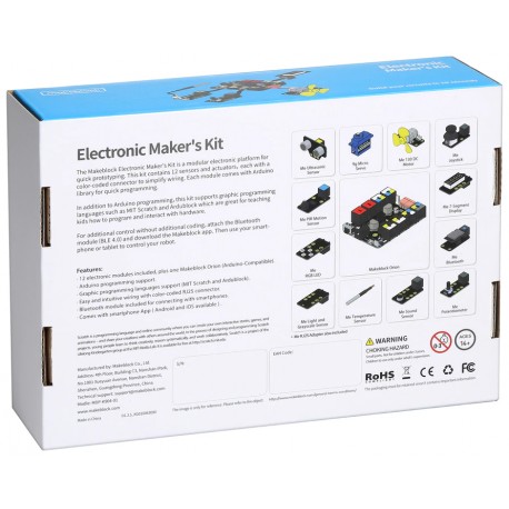 Arrière de la boite de l' Inventor Electronic Kit Makeblock 94004