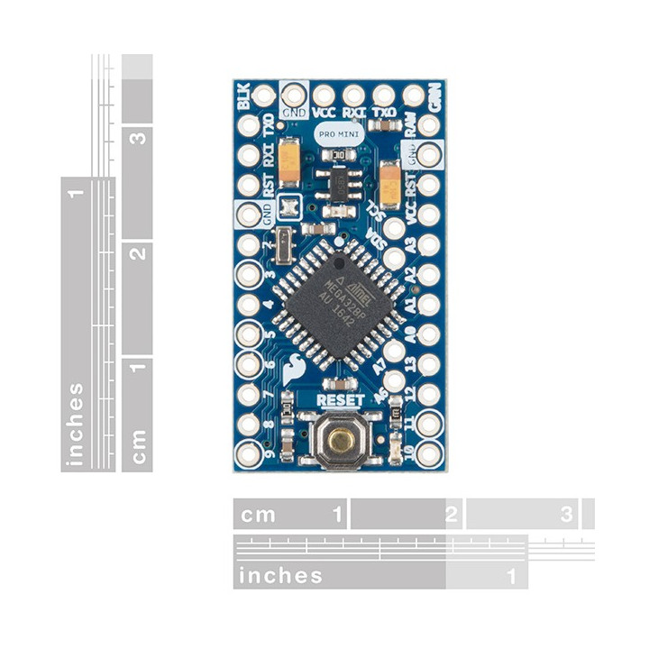 Dimensions du module Pro Mini 5 V - 16 MHz compatible Arduino®