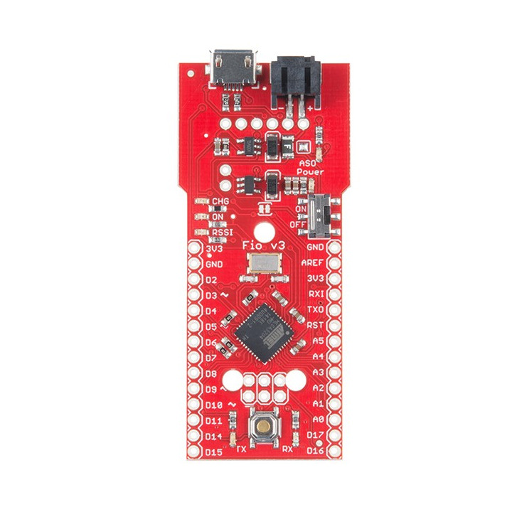 Vue de dessus de la platine Fio V3 - Base ATmega32U4