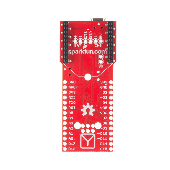 Vue de dessous de la platine Fio V3 - Base ATmega32U4