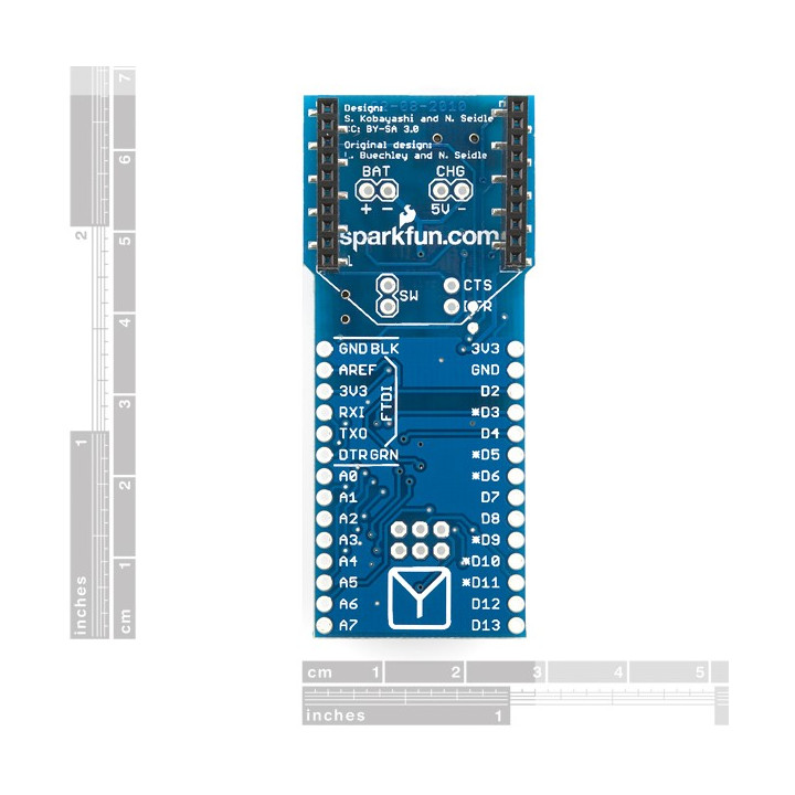 Vue de dessous de la platine Funnel I-O - Base ATmega328P
