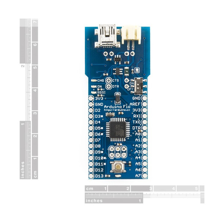 Vue de dessus de la platine Funnel I-O - Base ATmega328P