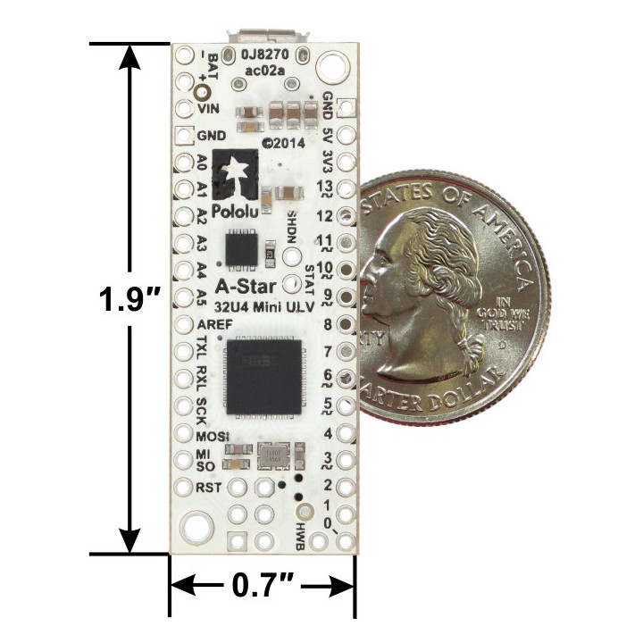 Dimensions de la platine Pololu A-Star 32U4 Mini ULV