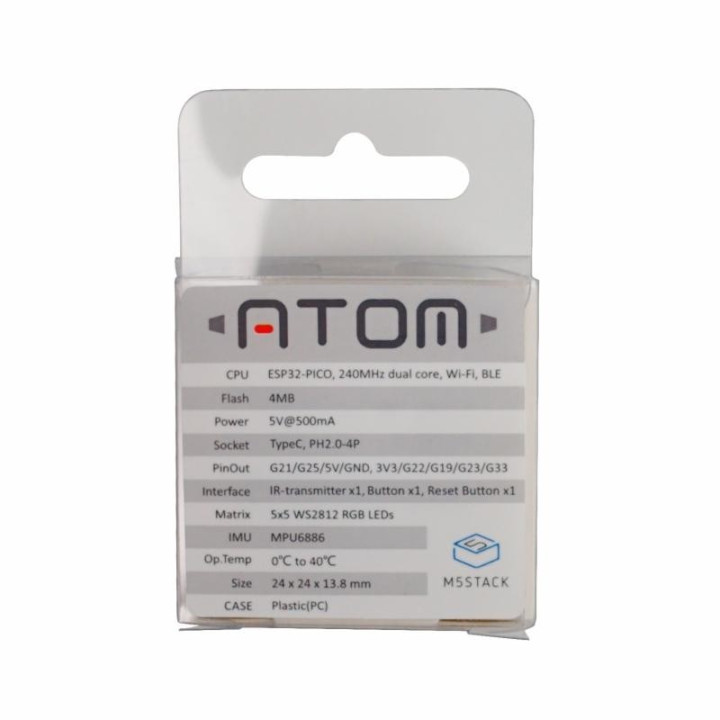 Face arrière de l'emballage du module IoT ATOM Matrix ESP32