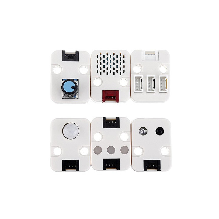 6 modules d'extension inclus dans le starter kit IoT M5GO