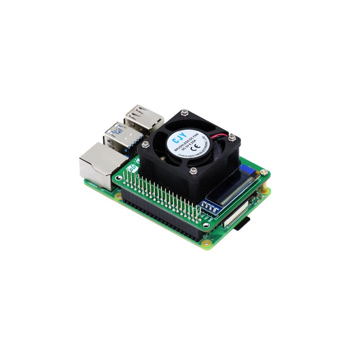 Shield PiFan avec afficheur OLED monté sur une Raspberry Pi