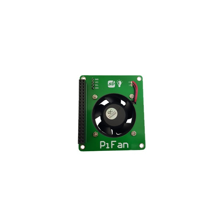Vue de dessous de la platine PiFan avec afficheur OLED pour Raspberry Pi
