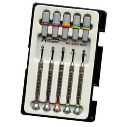 Jeu de 6 tournevis d'horloger pour vis à fente