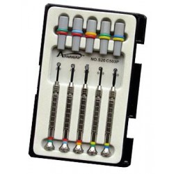 Jeu de 6 tournevis d'horloger pour vis à fente