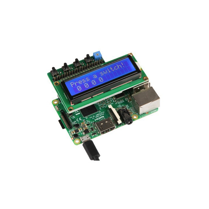 Afficheur LCD 2 x 16 Joy-IT RB-LCD-16X2 monté sur une Raspberry Pi
