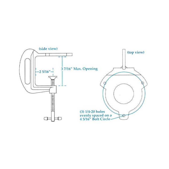 Schéma de la fixation d'établi pour étaux PANAVISE®