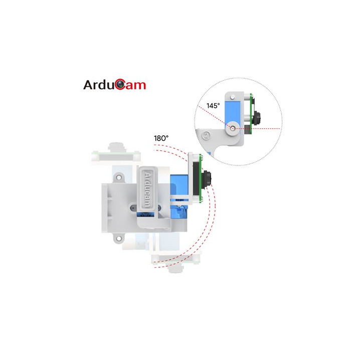 Angles de rotation du support ArduCam Pan Tilt