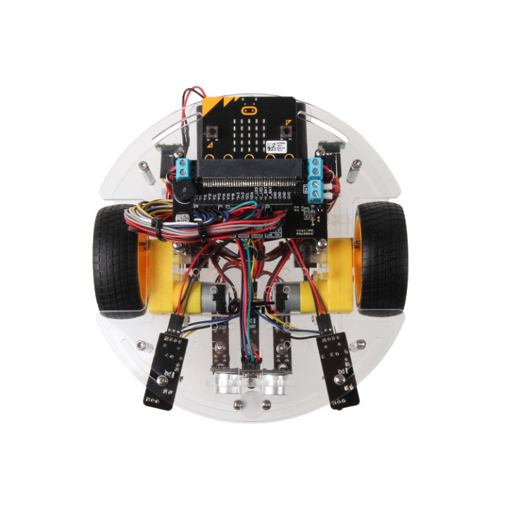 Vu de dessus de la base robotique JOY-CAR pour micro:bit