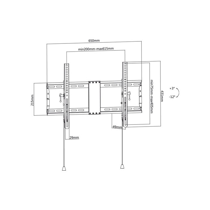 Dimensions du support mural inclinable pour TV (37"-70")