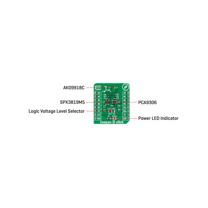 détail du module boussole 3 axes Compass 5 Click MIKROE-4366
