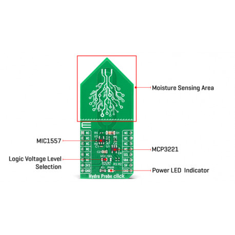 Détail du capteur d'humidité Hydro Probe Click MIKROE-4131