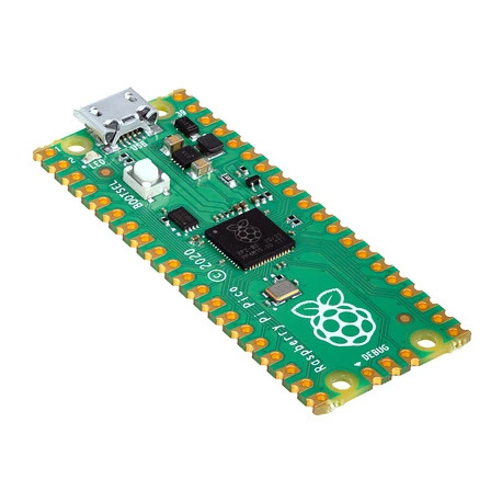 Vue de côté de la carte Raspberry Pi Pico Vue de côté de la carte Raspberry Pi Pico
