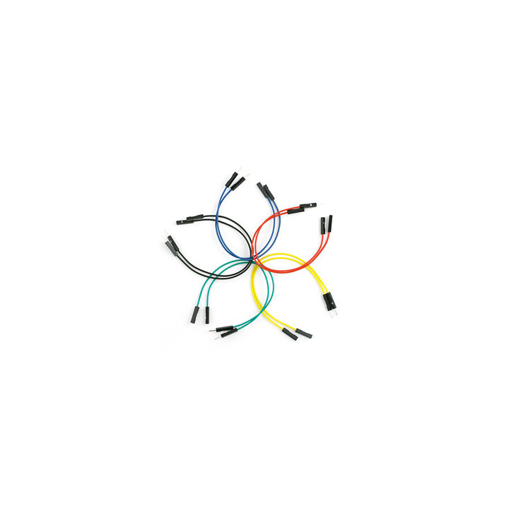 Jeu de 10 straps flexibles M-F (15 cm) pour breadboard